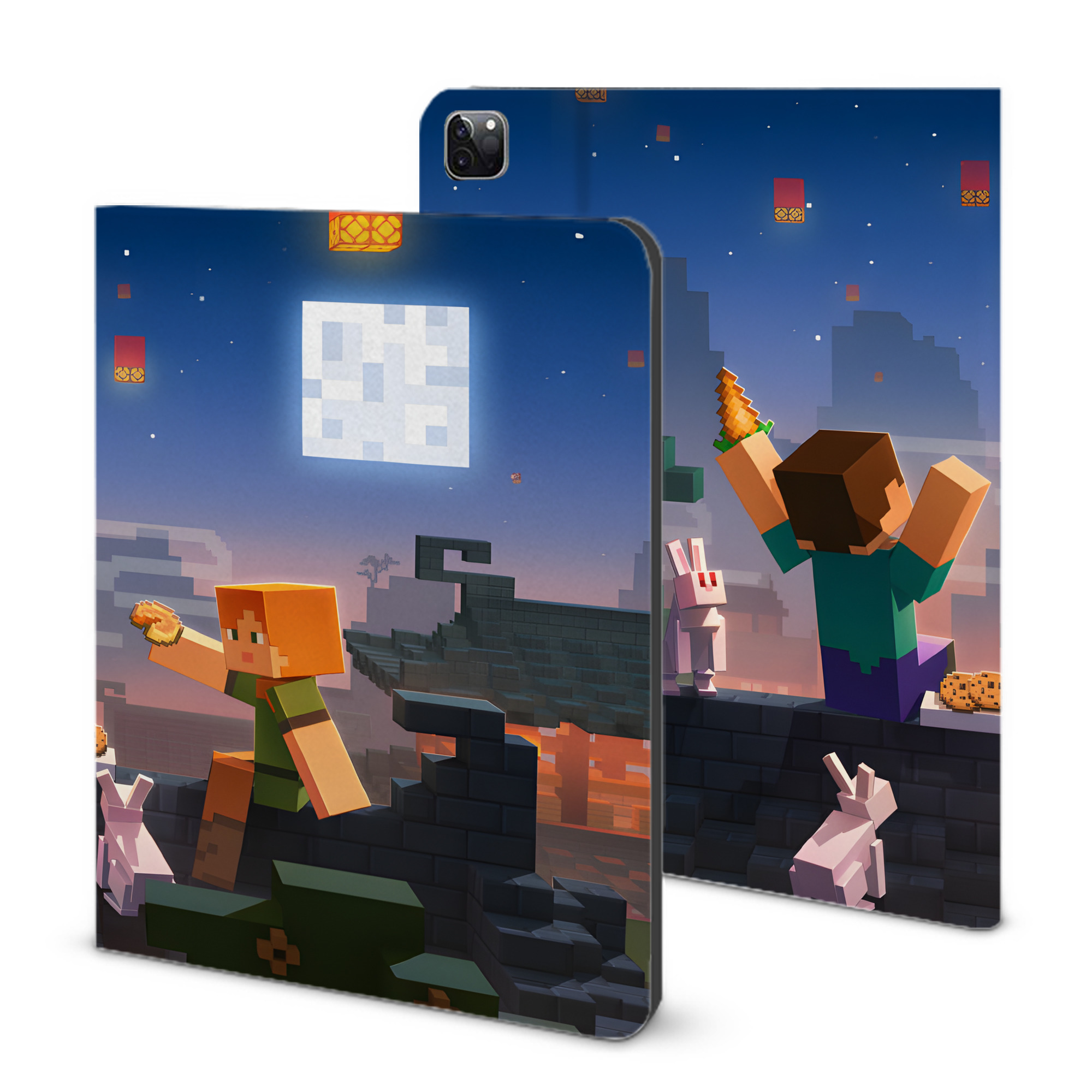 （画像用） マインクラフト ブロックの世界 Minecraft MC Block world IPad ケース ブック型 PUレザー TPU 耐衝撃 軽量 薄型 ペン収納なし 全面保護 IPad 各モデル対応